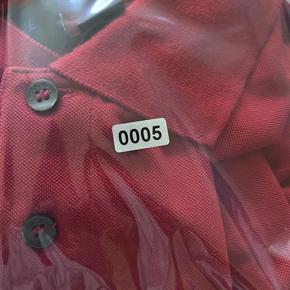 Hugo Boss Mens Red Pima Cotton Short Sleeve Polo Shirt Size L Logo Collared - Picture 9 of 9